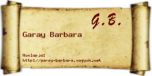 Garay Barbara névjegykártya